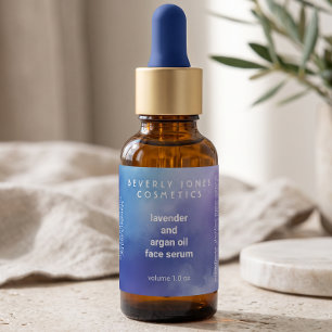 Blue and Purple watercolor dropper bottle label