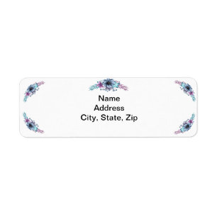 Blue And Purple Watercolor Floral Address Labels