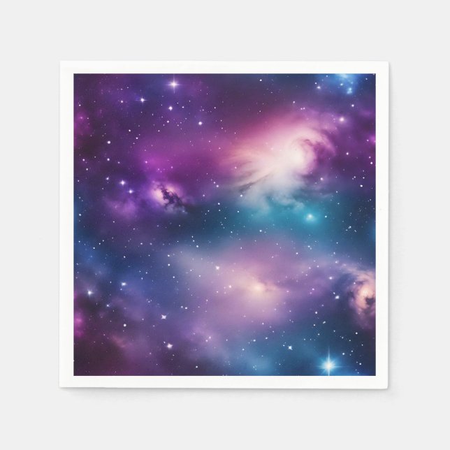 Blue and Purple Watercolor Galaxy Napkin (Front)
