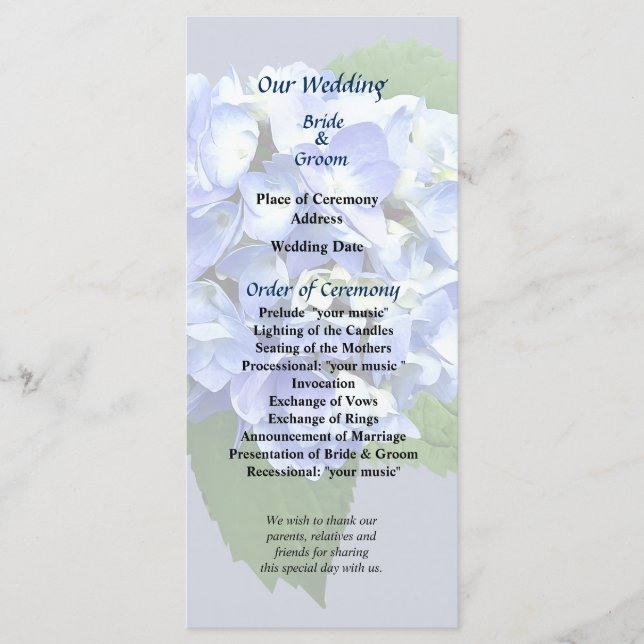 Blue and Purple Wedding Program (Front)