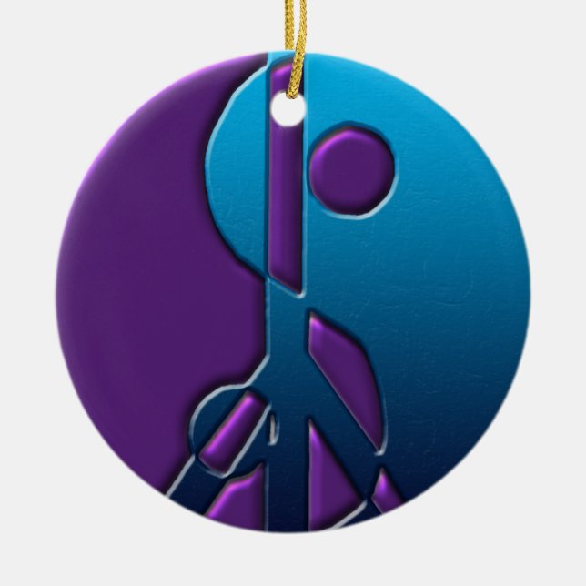Blue and Purple Yin-Yang Peace Sign Ornament (Front)