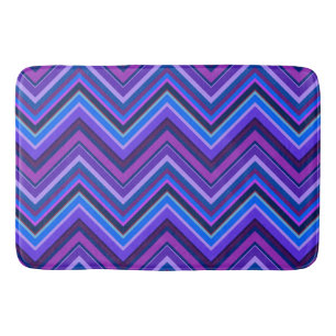 Blue and purple zigzag stripes bath mat
