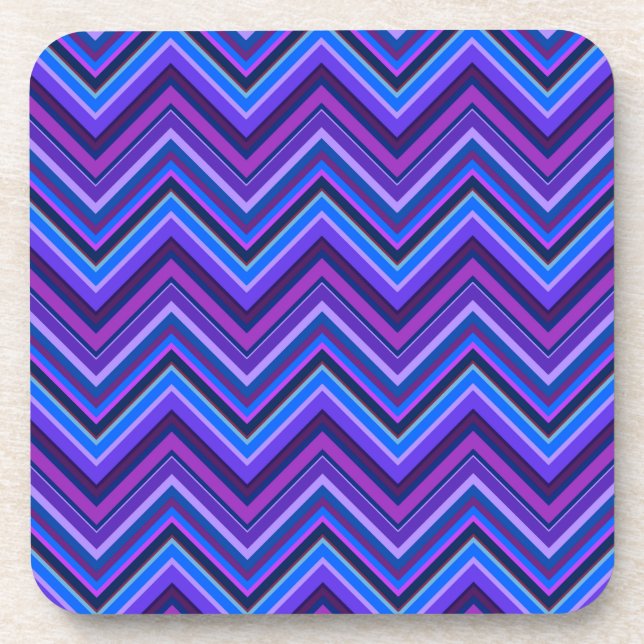 Blue and purple zigzag stripes coaster (Front)