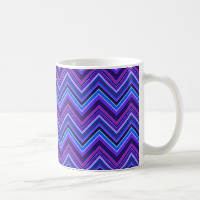 Blue and purple zigzag stripes coffee mug (Right)