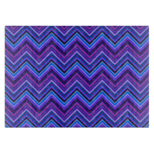 Blue and purple zigzag stripes cutting board