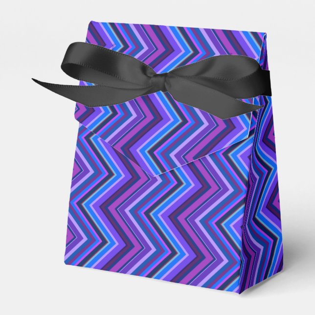 Blue and purple zigzag stripes favor box (Front Side)