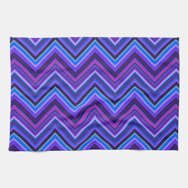 Blue and purple zigzag stripes kitchen towel (Horizontal)