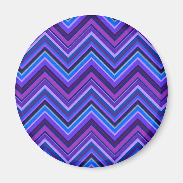 Blue and purple zigzag stripes magnet (Front)