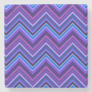 Blue and purple zigzag stripes stone coaster