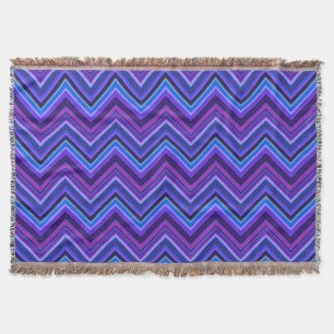 Blue and purple zigzag stripes throw blanket