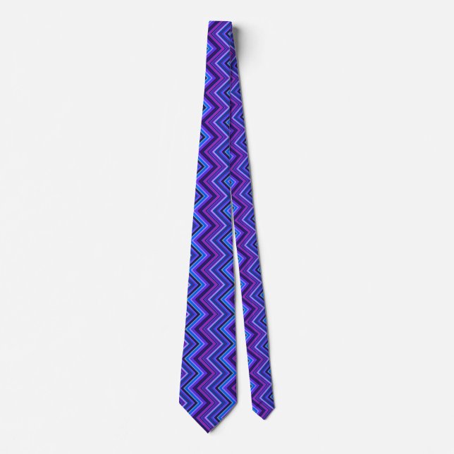 Blue and purple zigzag stripes tie (Front)