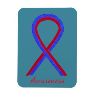 Blue and Red Awareness Ribbon Custom Art Magnet