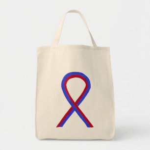 Blue and Red Awareness Ribbon Custom Art Tote Bag