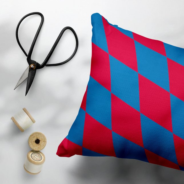 Blue and Red Bavaria Diamond Flag Pattern Accent Pillow (Creator Uploaded)