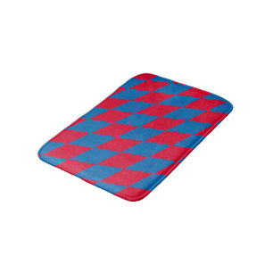 Blue and Red Bavaria Diamond Flag Pattern Bath Mat