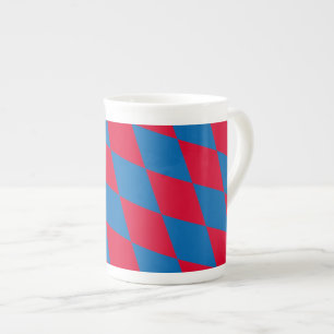 Blue and Red Bavaria Diamond Flag Pattern Bone China Mug