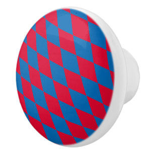 Blue and Red Bavaria Diamond Flag Pattern Ceramic Knob