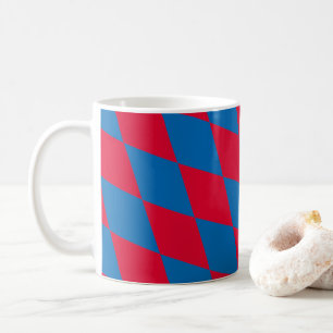 Blue and Red Bavaria Diamond Flag Pattern Coffee Mug