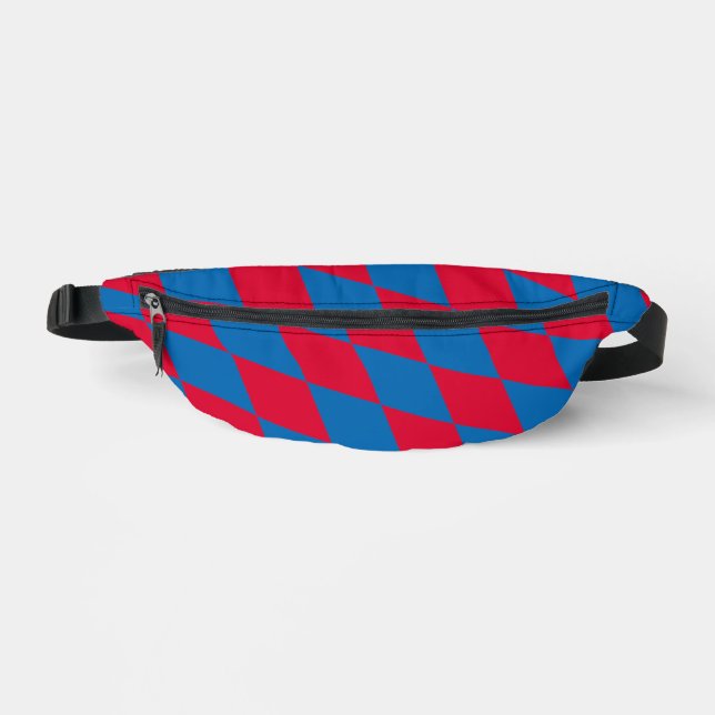 Blue and Red Bavaria Diamond Flag Pattern Fanny Pack (Front)