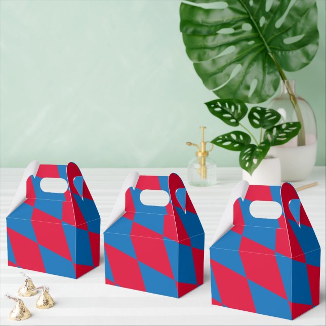 Blue and Red Bavaria Diamond Flag Pattern Favor Box (Multiple)