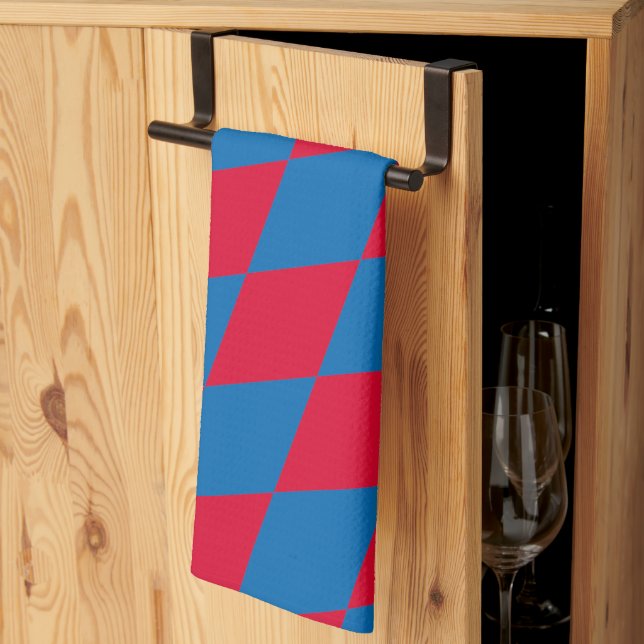Blue and Red Bavaria Diamond Flag Pattern Kitchen Towel (Thirds Fold)