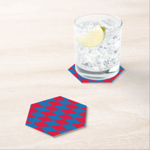 Blue and Red Bavaria Diamond Flag Pattern Paper Coaster