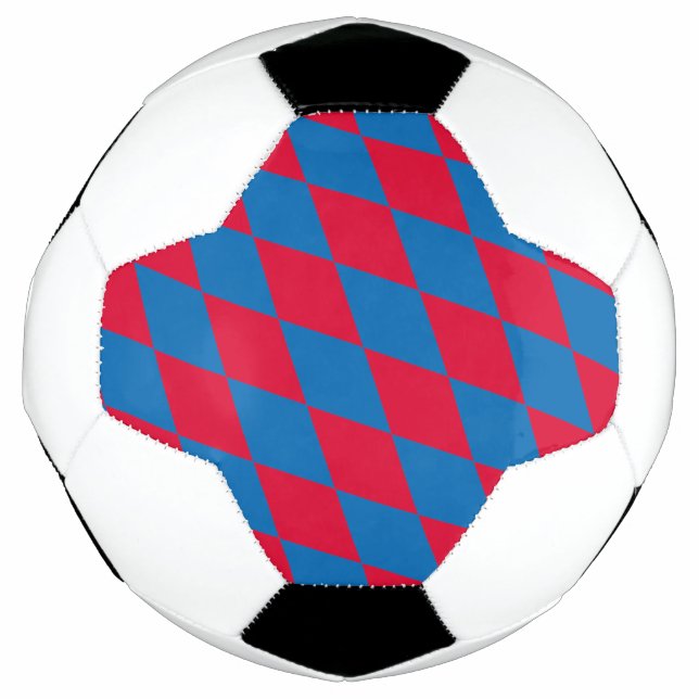 Blue and Red Bavaria Diamond Flag Pattern Soccer Ball (Front)