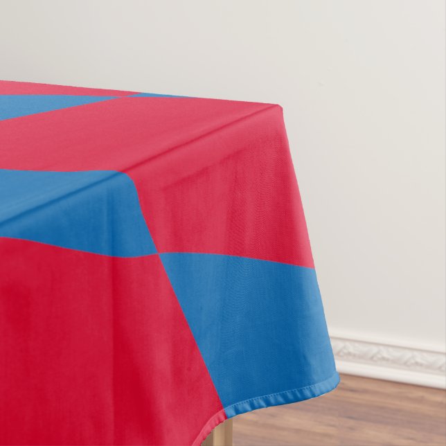 Blue and Red Bavaria Diamond Flag Pattern Tablecloth (In Situ)