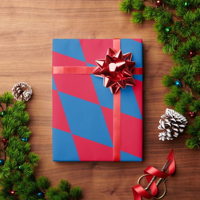 Blue and Red Bavaria Diamond Flag Pattern Wrapping Paper (Holiday Gift)