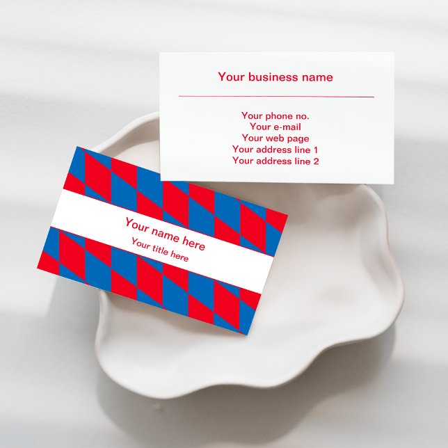 Blue and Red Bavarian Diamond Flag Pattern Business Card (Creator Uploaded)