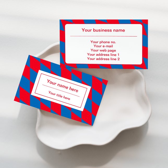 Blue and Red Bavarian Diamond Flag Pattern Business Card (Creator Uploaded)
