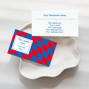 Blue and Red Bavarian Diamond Flag Pattern Business Card