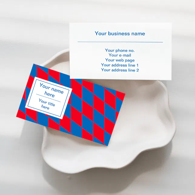 Blue and Red Bavarian Diamond Flag Pattern Business Card | Zazzle