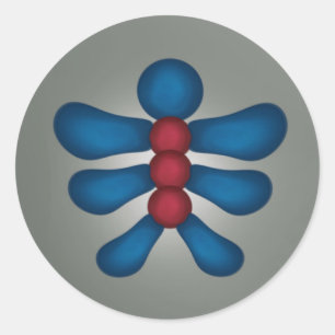Blue and red bubble man classic round sticker