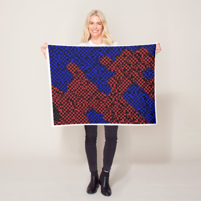 Blue And Red Camouflage Pattern Fleece Blanket (In Situ)