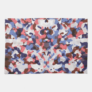Blue and red camouflage pattern kitchen towel