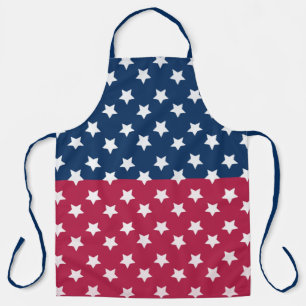 Blue And Red Colour Block With White Stars  Apron