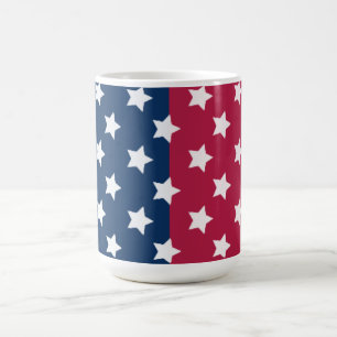 Blue And Red Colour Block With White Stars Coffee Mug