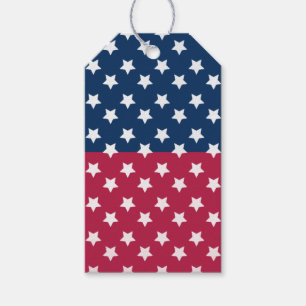 Blue And Red Colour Block With White Stars Gift Tags