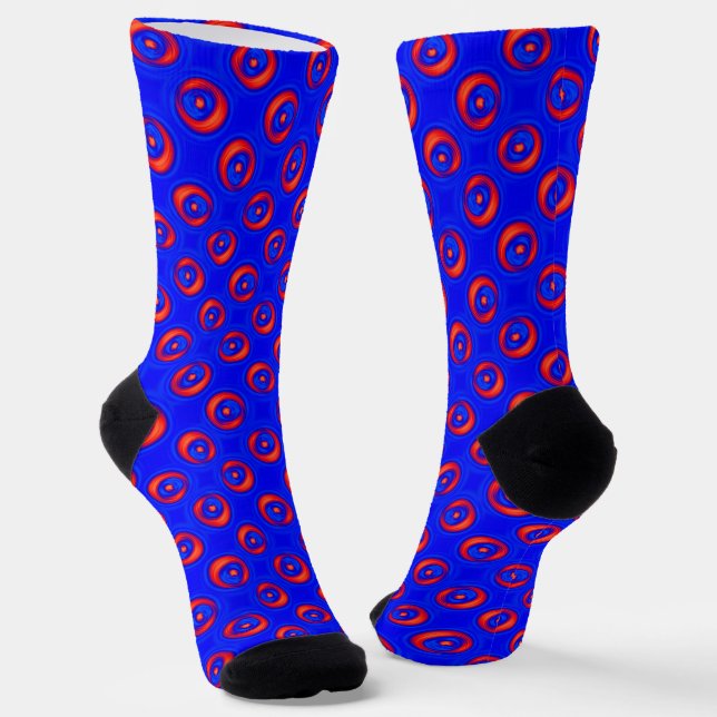 Blue and Red COOL pattern Socks (Angled)