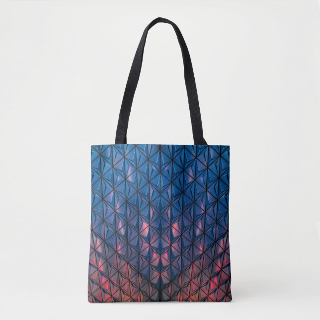 BLUE AND RED CUBIST BUILDING TOTE BAG (Front)