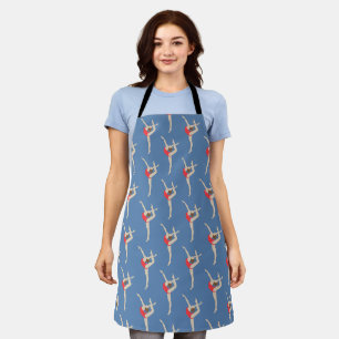 Blue and Red Female Gymnasts Apron