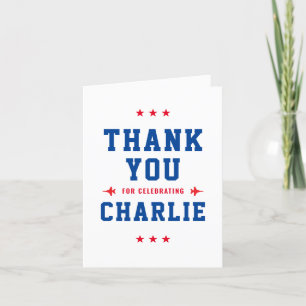 Blue and Red Fighter Pilot TopOne Birthday Thank You Card