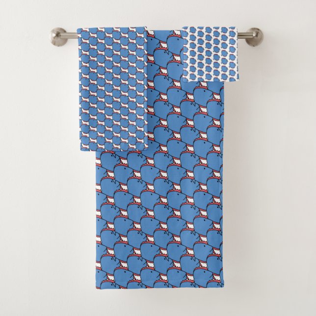 Blue and red Fish  Bath Towel Set (Insitu)