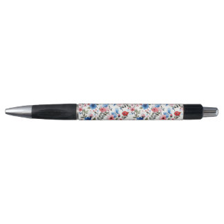 Blue and Red Floral Pen