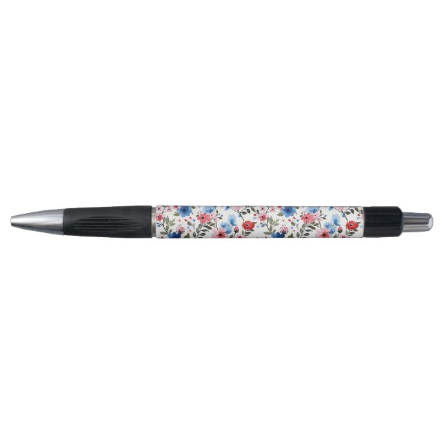 Blue and Red Floral Pen (Front)