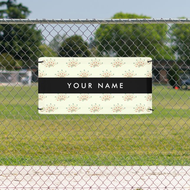 Blue and Red Flowers, Black, Your Name Banner (Insitu)