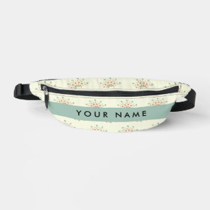 Blue and Red Flowers, Blue, Your Name Fanny Pack
