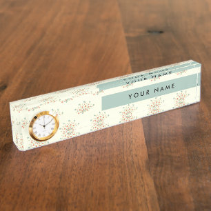 Blue and Red Flowers, Blue, Your Name Nameplate