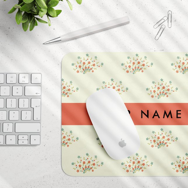 Blue and Red Flowers, Red, Your Name Mouse Pad (Creator Uploaded)